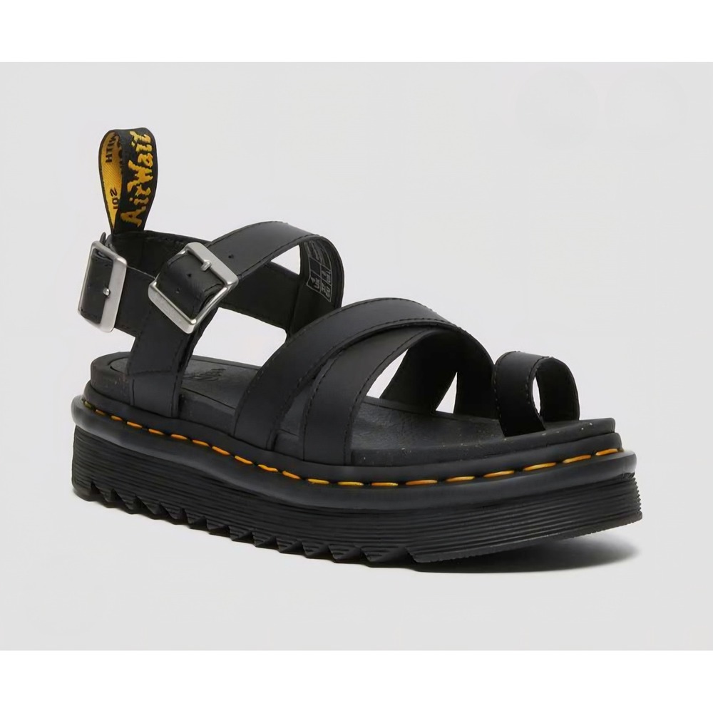 Dr. Martens Avry Black Leather Platform Toe Loop Sandals Womens 9 27320001 NEW